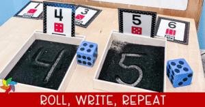 Roll and Write Preschool Math Center